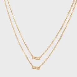 Celine Line Double Necklace in Yellow Gold and Diamonds