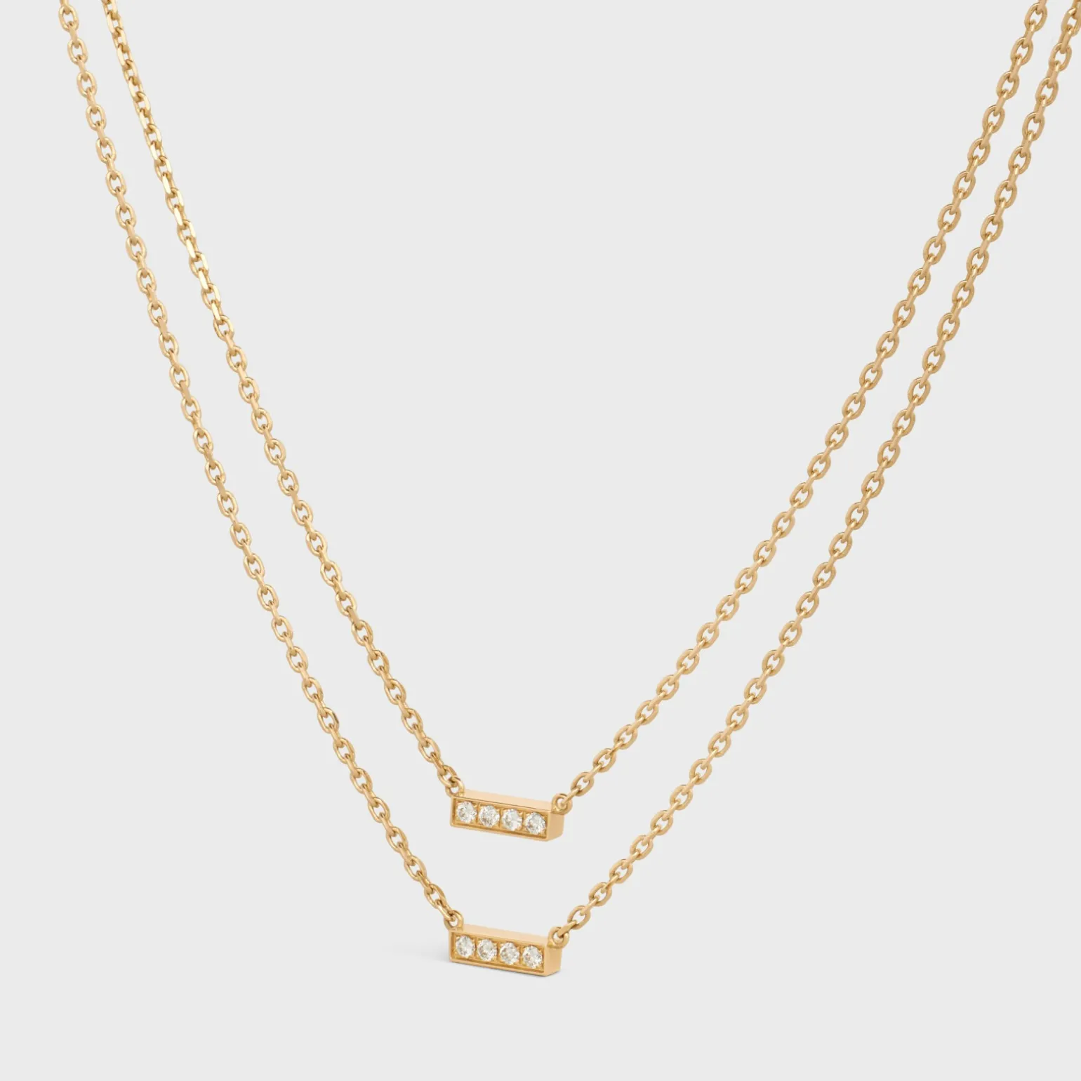 Celine Line Double Necklace in Yellow Gold and Diamonds