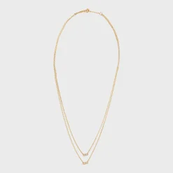 Celine Line Double Necklace in Yellow Gold and Diamonds