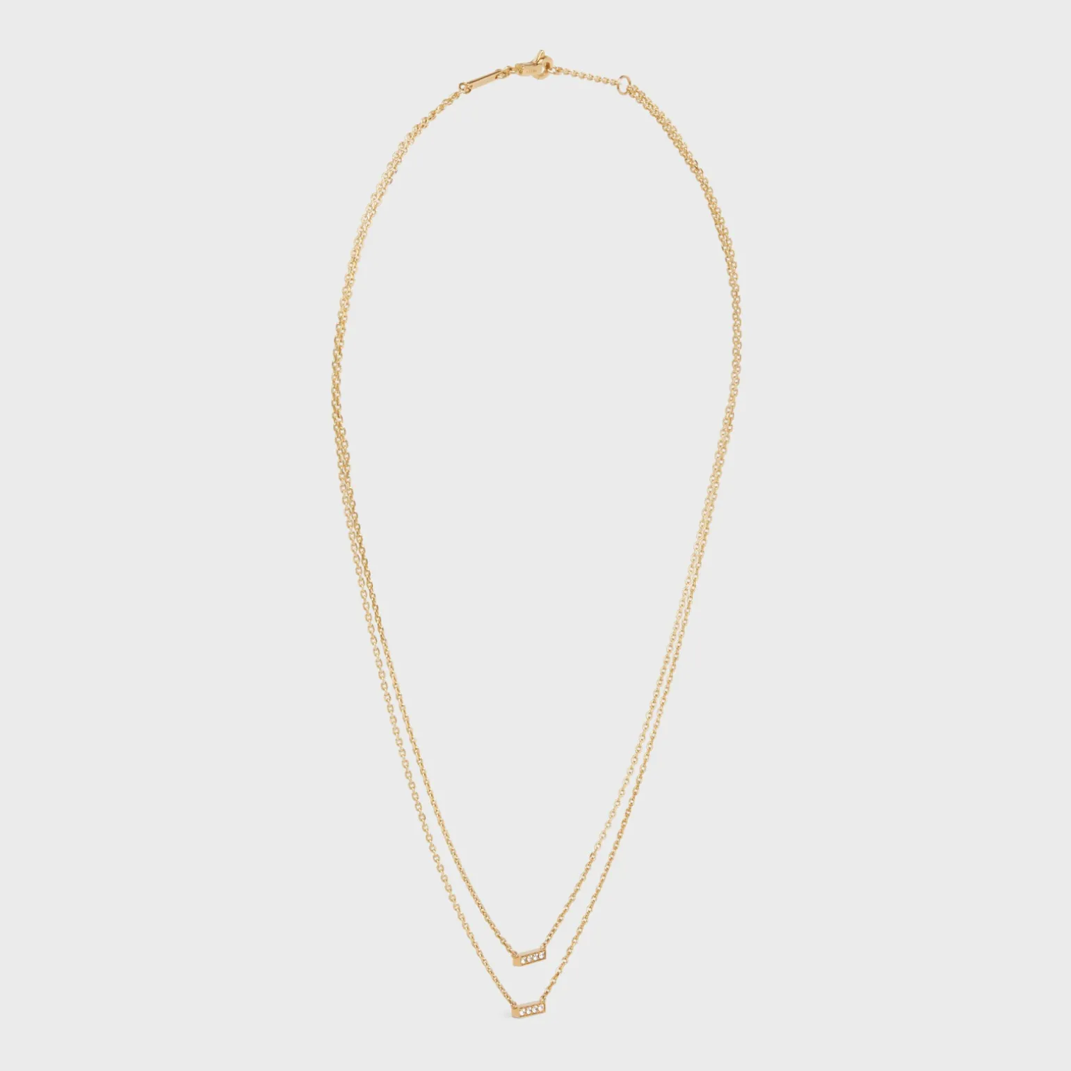 Celine Line Double Necklace in Yellow Gold and Diamonds