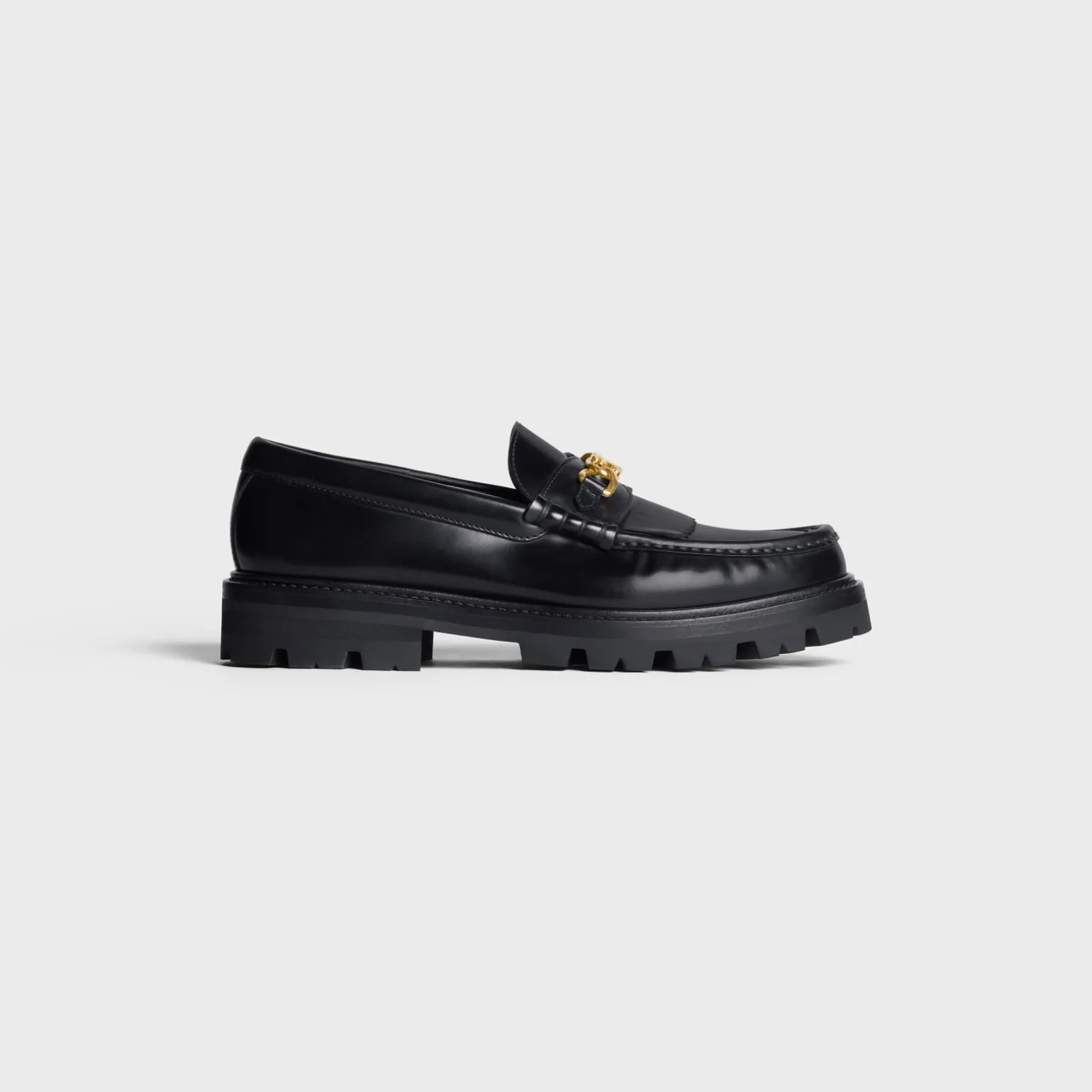 CELINE MARGARET LOAFER WITH TRIOMPHE CHAIN in POLISHED BULL