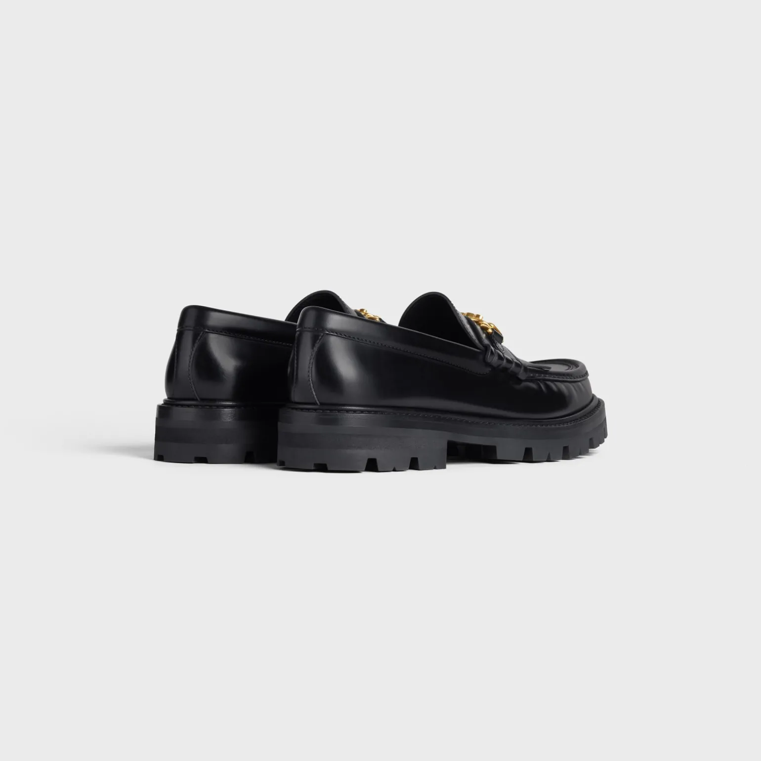 CELINE MARGARET LOAFER WITH TRIOMPHE CHAIN in POLISHED BULL