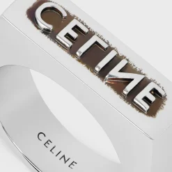 Celine Monochroms Stamp Ring in Brass with Rhodium Finish