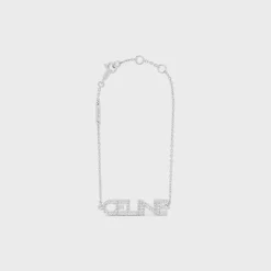 Celine Monochroms Strass Bracelet in Brass with Rhodium Finish and Crystals