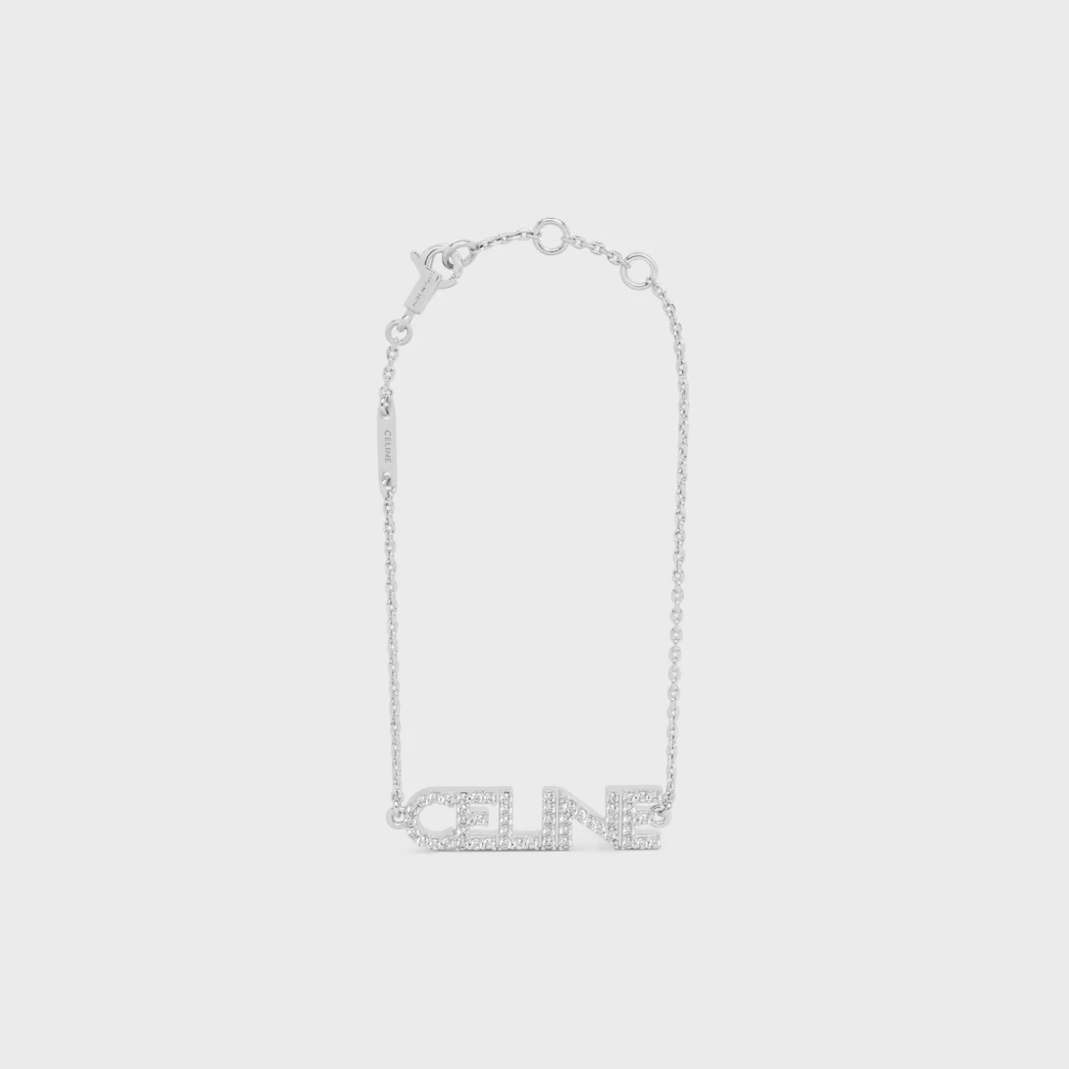 Celine Monochroms Strass Bracelet in Brass with Rhodium Finish and Crystals