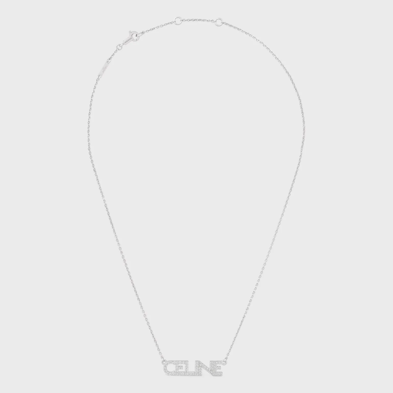 Celine Monochroms Strass Necklace in Brass with Rhodium Finish and Crystals