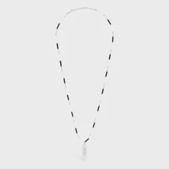 Celine Monochroms Surf Necklace in Brass with Rhodium Finish, Glass and Mother of Pearl