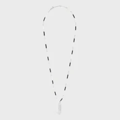 Celine Monochroms Surf Necklace in Brass with Rhodium Finish, Glass and Mother of Pearl