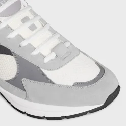 CELINE RUNNER CR-03 LOW LACE-UP SNEAKER in MESH, SUEDE CALFSKIN AND CALFSKIN