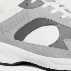 CELINE RUNNER CR-03 LOW LACE-UP SNEAKER in MESH, SUEDE CALFSKIN AND CALFSKIN