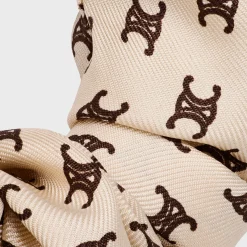 Celine Scrunchy Mini Triomphe in Silk and Brass with Gold finish