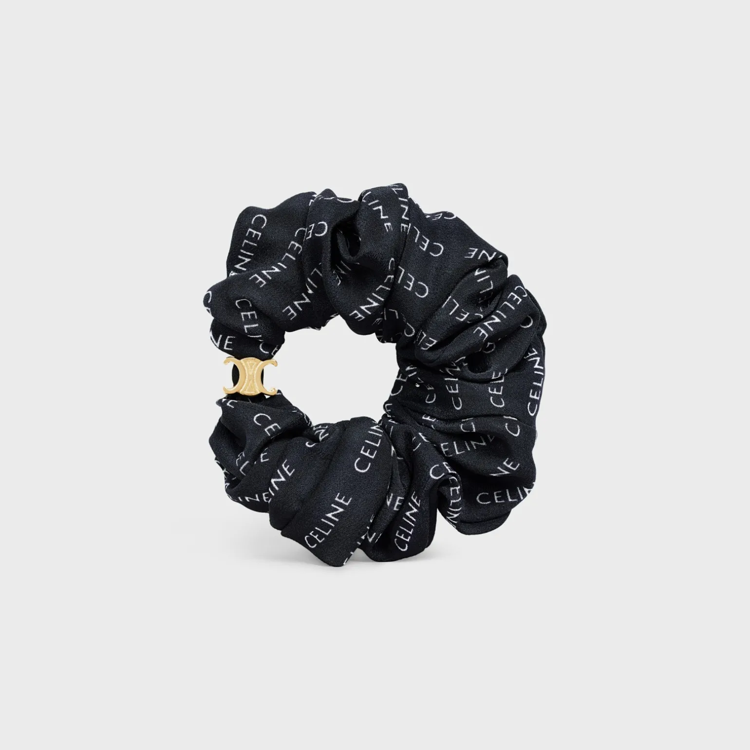 Celine Scrunchy Rayure in Silk and Brass with Gold finish