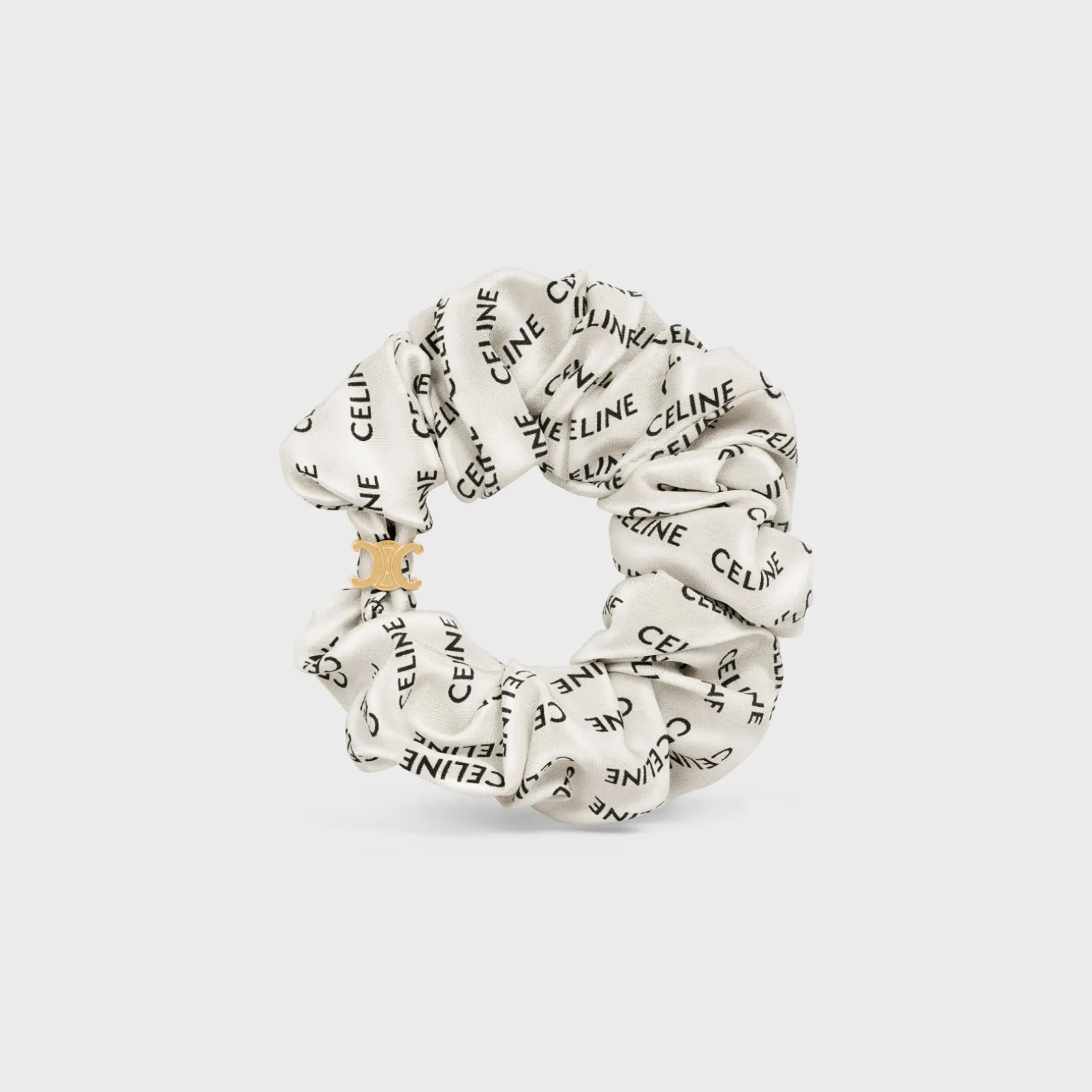 Celine Scrunchy Rayure in Silk and Brass with Gold finish