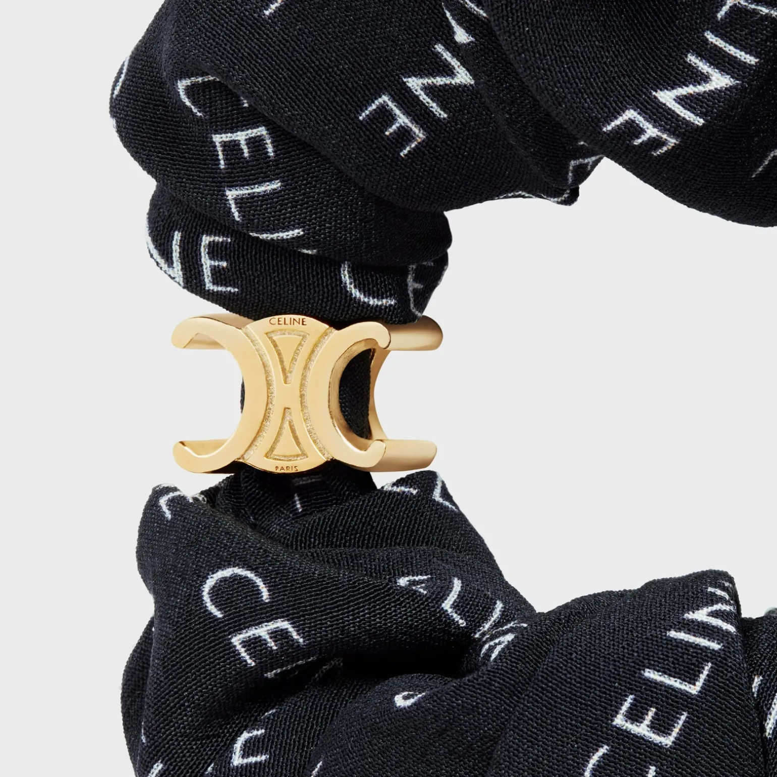 Celine Scrunchy Rayure in Silk and Brass with Gold finish