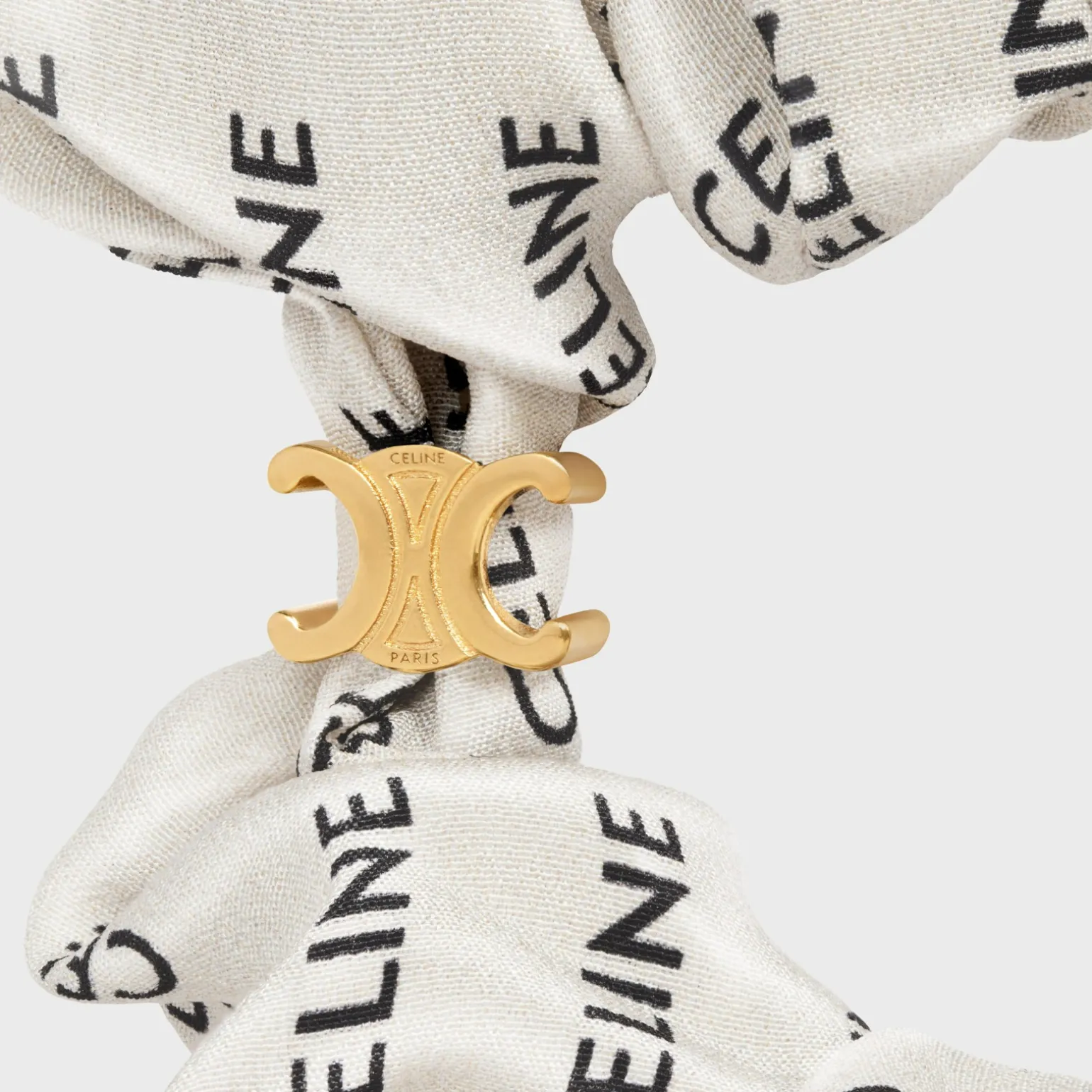 Celine Scrunchy Rayure in Silk and Brass with Gold finish