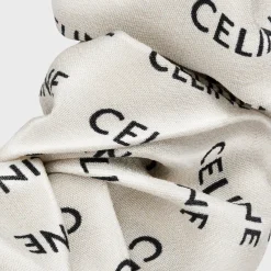 Celine Scrunchy Rayure in Silk and Brass with Gold finish