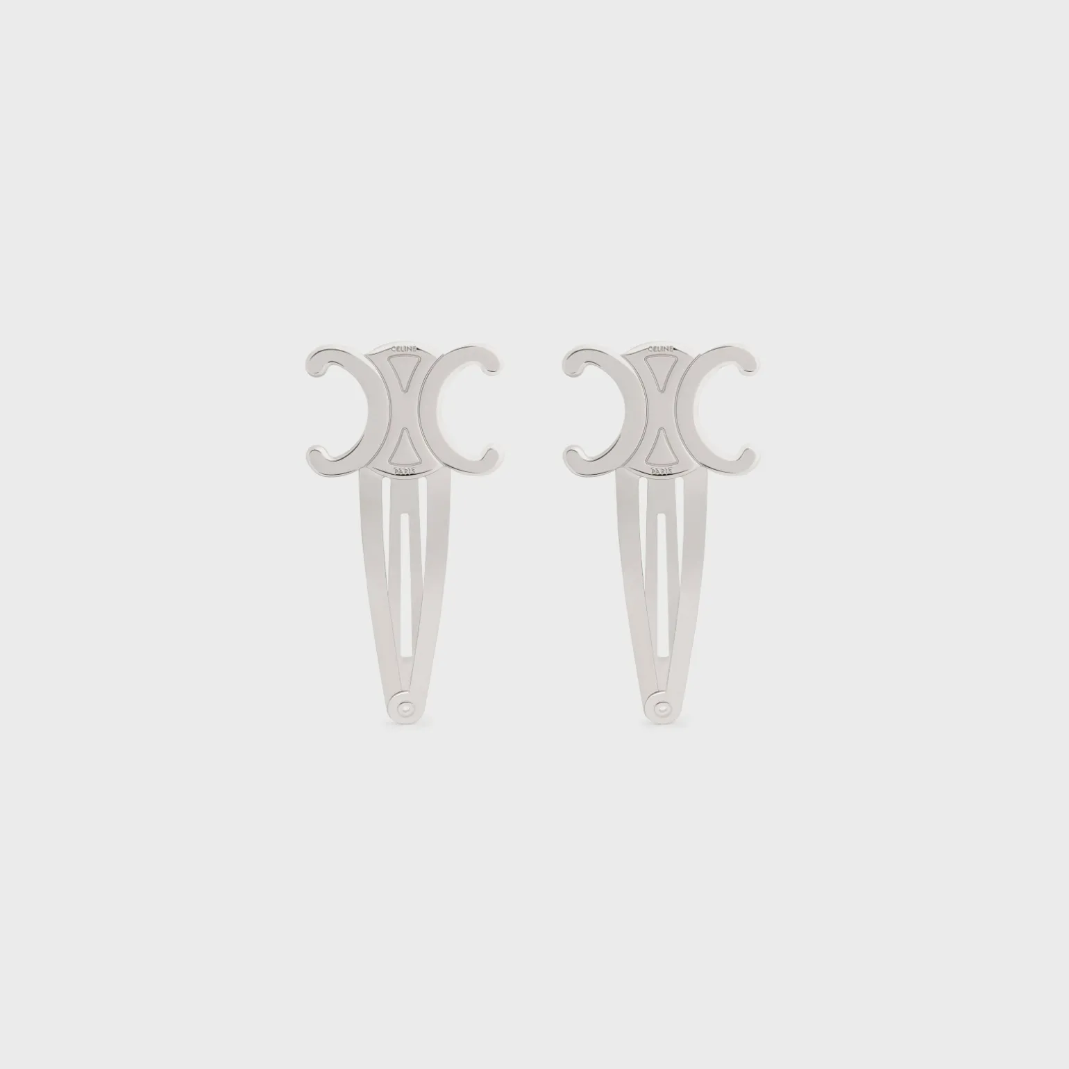 Celine Set of 2 Snap Hair Clip in Brass with Rhodium Finish and Steel