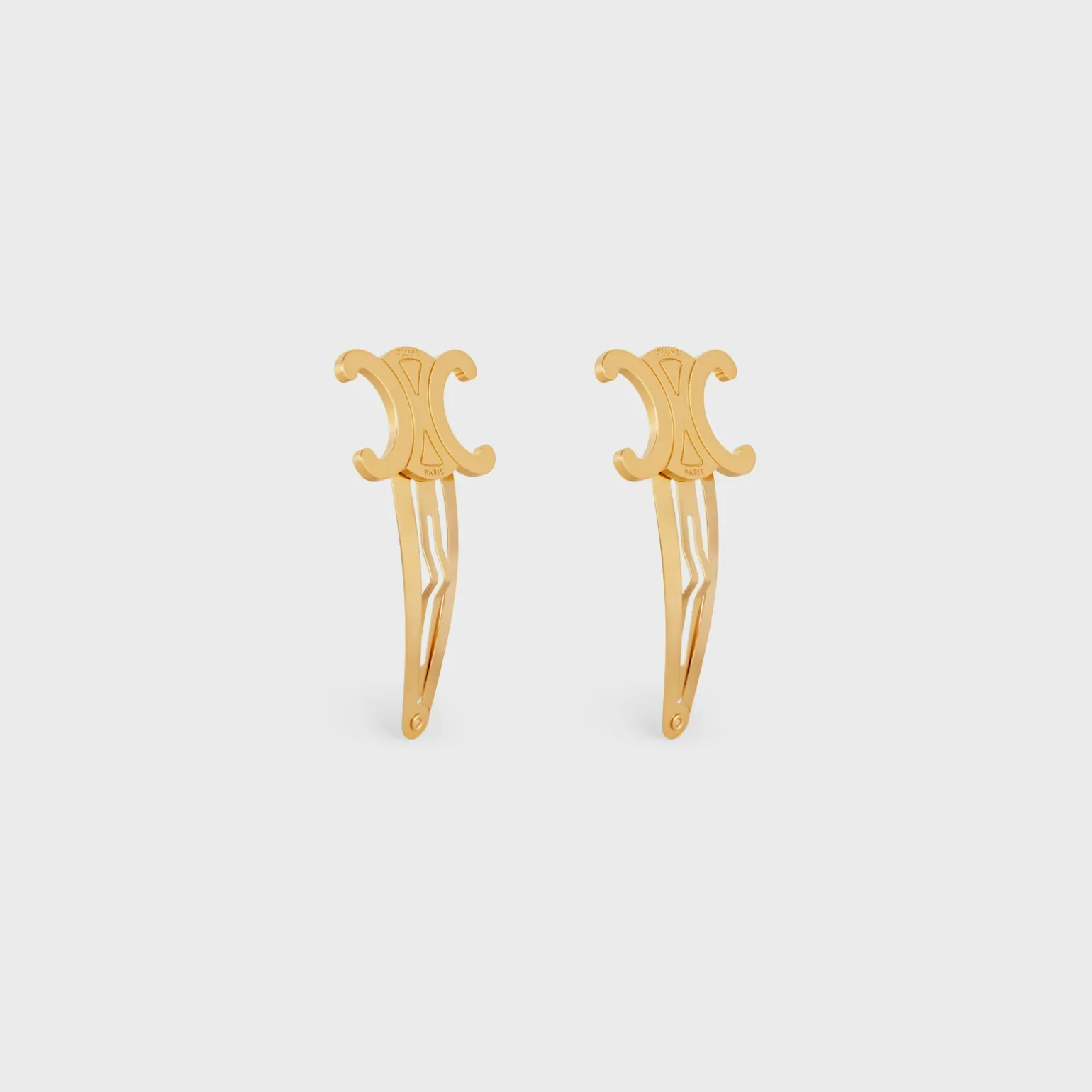 Celine Set of 2 Snap Hair Clips in Brass with Gold Finish and Steel