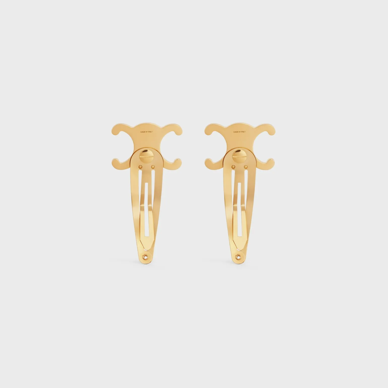 Celine Set of 2 Snap Hair Clips in Brass with Gold Finish and Steel