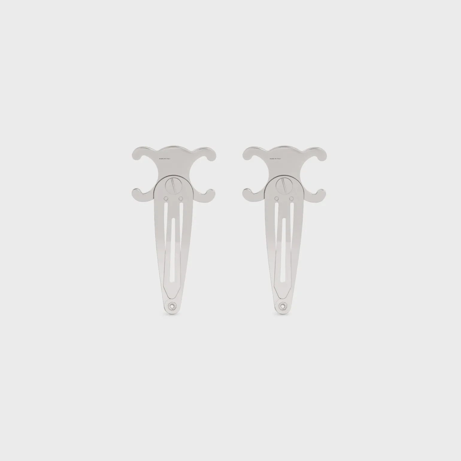 Celine Set of 2 Snap Hair Clip in Brass with Rhodium Finish and Steel