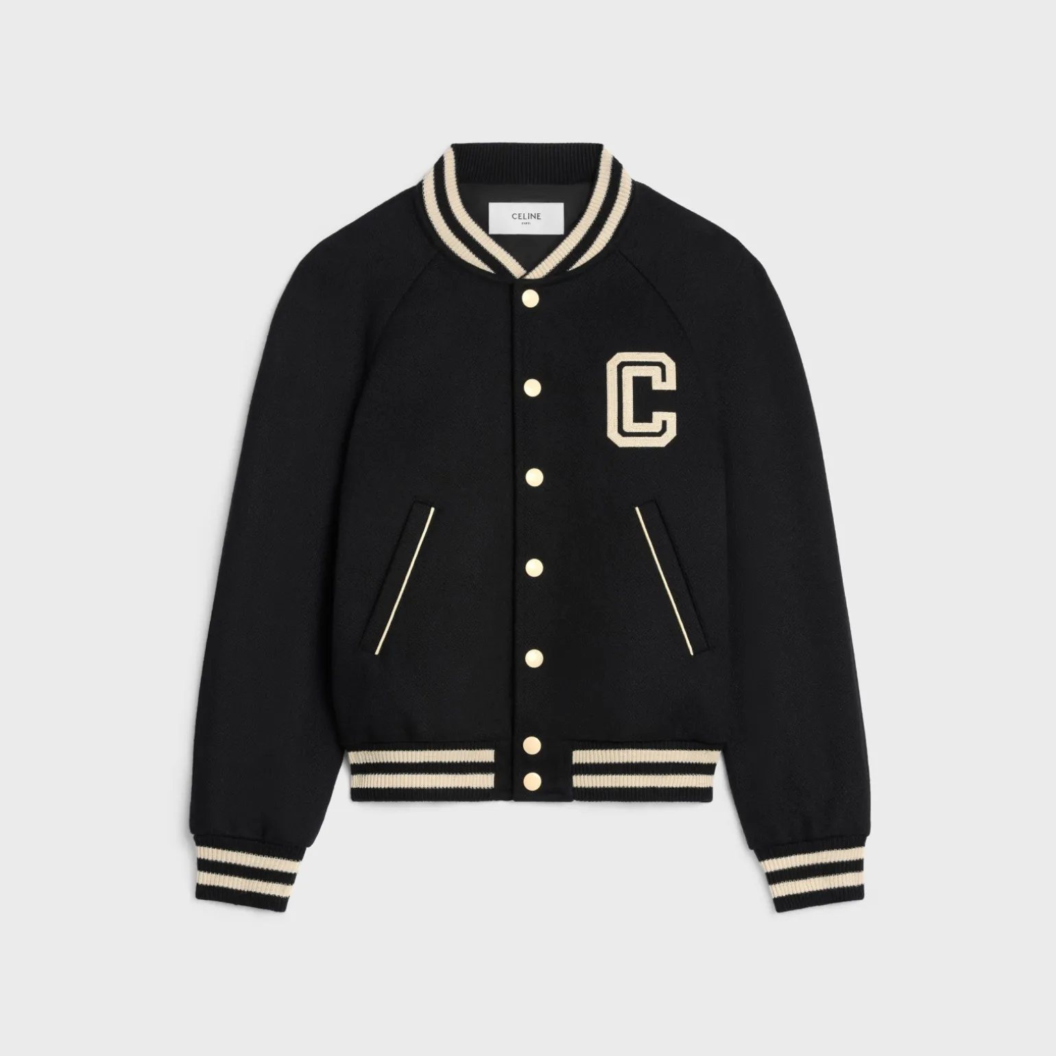 celine teddy jacket in textured wool