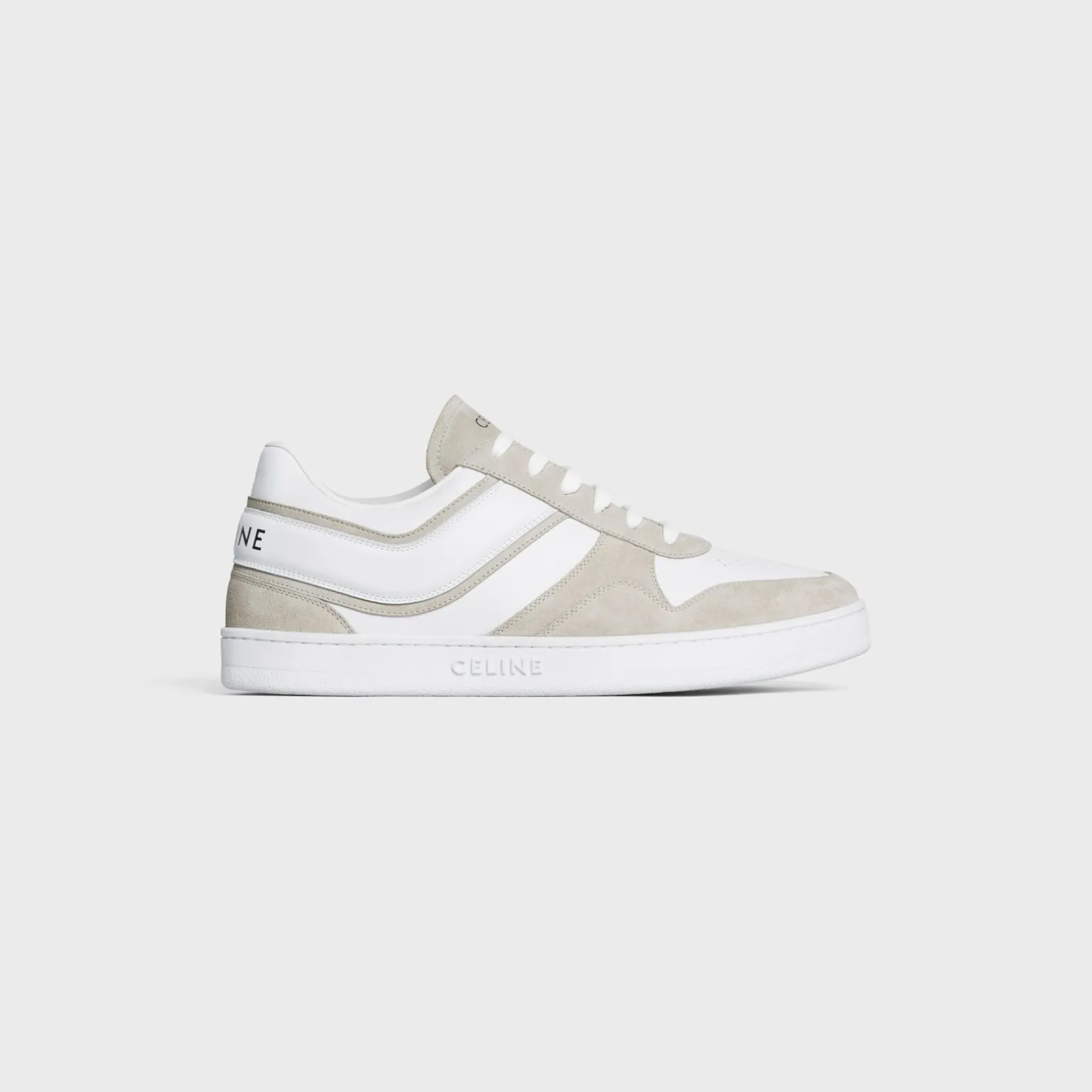 CELINE TRAINER LOW LACE-UP SNEAKER in SUEDE CALFSKIN AND CALFSKIN