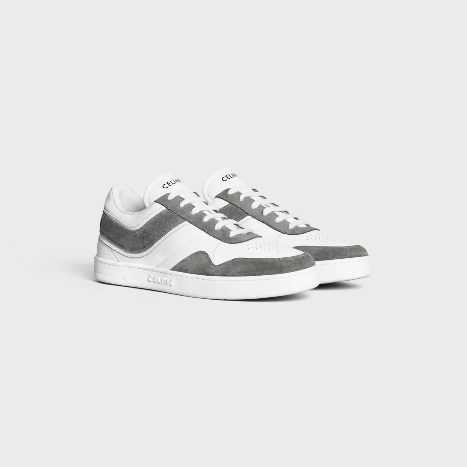 CELINE TRAINER LOW LACE-UP SNEAKER in SUEDE CALFSKIN AND CALFSKIN
