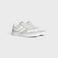 CELINE TRAINER LOW LACE-UP SNEAKER in SUEDE CALFSKIN AND CALFSKIN