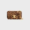 CHAIN SHOULDER BAG CLAUDE in PONY CALFSKIN WITH LEOPARD PRINT