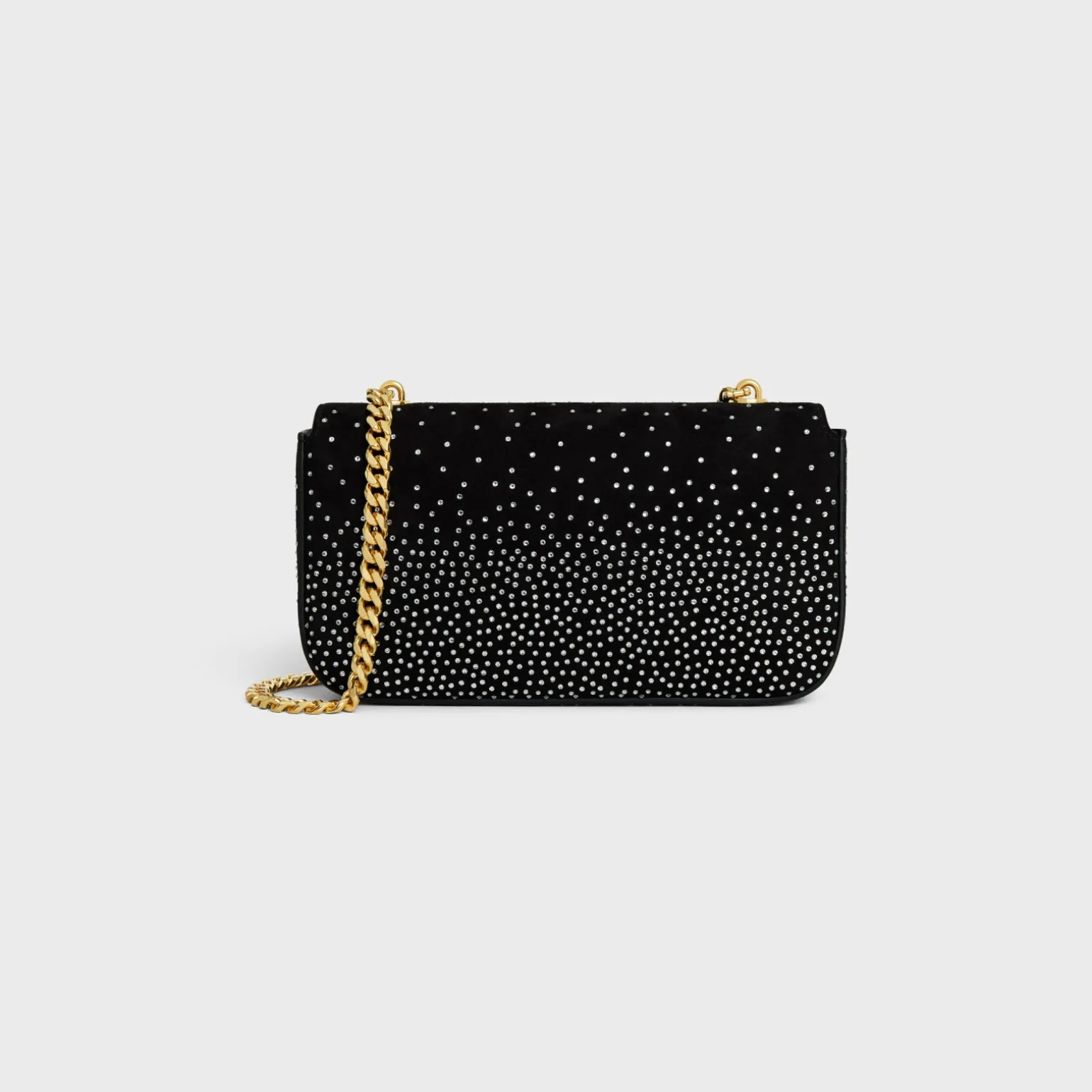 CHAIN SHOULDER BAG CLAUDE in SUEDE GOATSKIN WITH STRASS