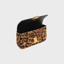 CHAIN SHOULDER BAG CLAUDE in PONY CALFSKIN WITH LEOPARD PRINT