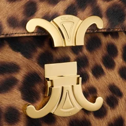 CHAIN SHOULDER BAG CLAUDE in PONY CALFSKIN WITH LEOPARD PRINT