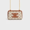 Clutch on Chain Cuir triomphe in TEXTILE WITH TRIOMPHE PRINT AND CALFSKIN