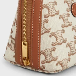 Clutch on Chain Cuir triomphe in TEXTILE WITH TRIOMPHE PRINT AND CALFSKIN