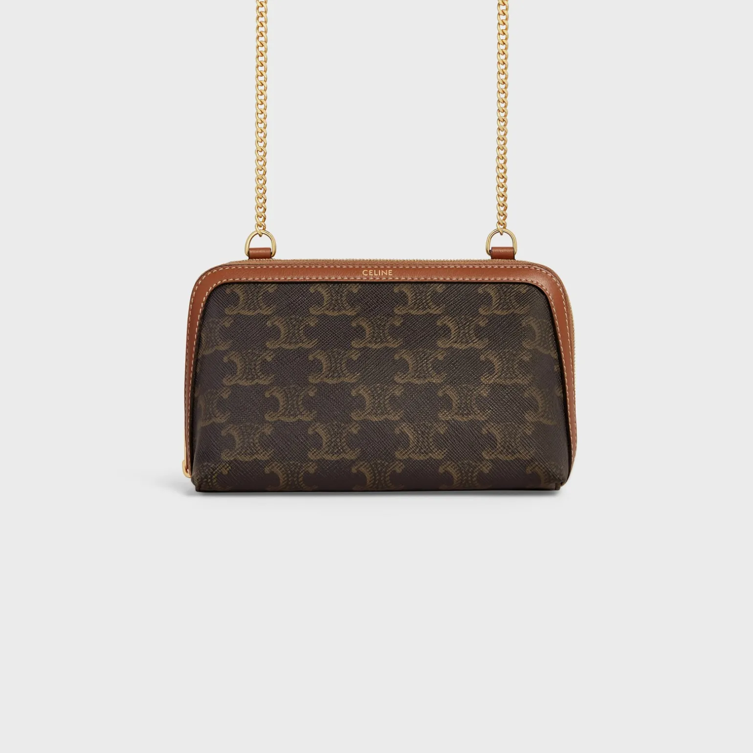 Clutch with Chain in Triomphe canvas and Lambskin