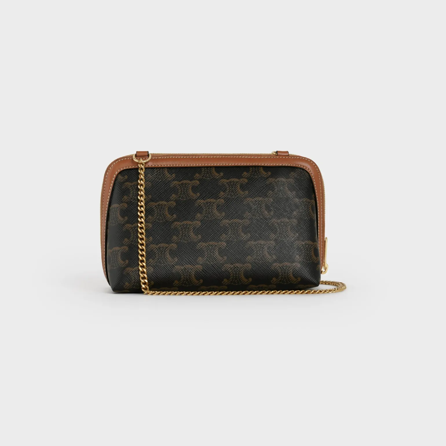 Clutch with Chain in Triomphe canvas and Lambskin