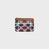Coin And Card Pouch in TARTAN WITH TRIOMPHE EMBROIDERY