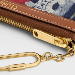 Coin And Card Pouch in TARTAN WITH TRIOMPHE EMBROIDERY