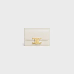 COMPACT WALLET WITH COIN TRIOMPHE in Shiny calfskin