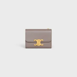COMPACT WALLET WITH COIN TRIOMPHE in Shiny calfskin