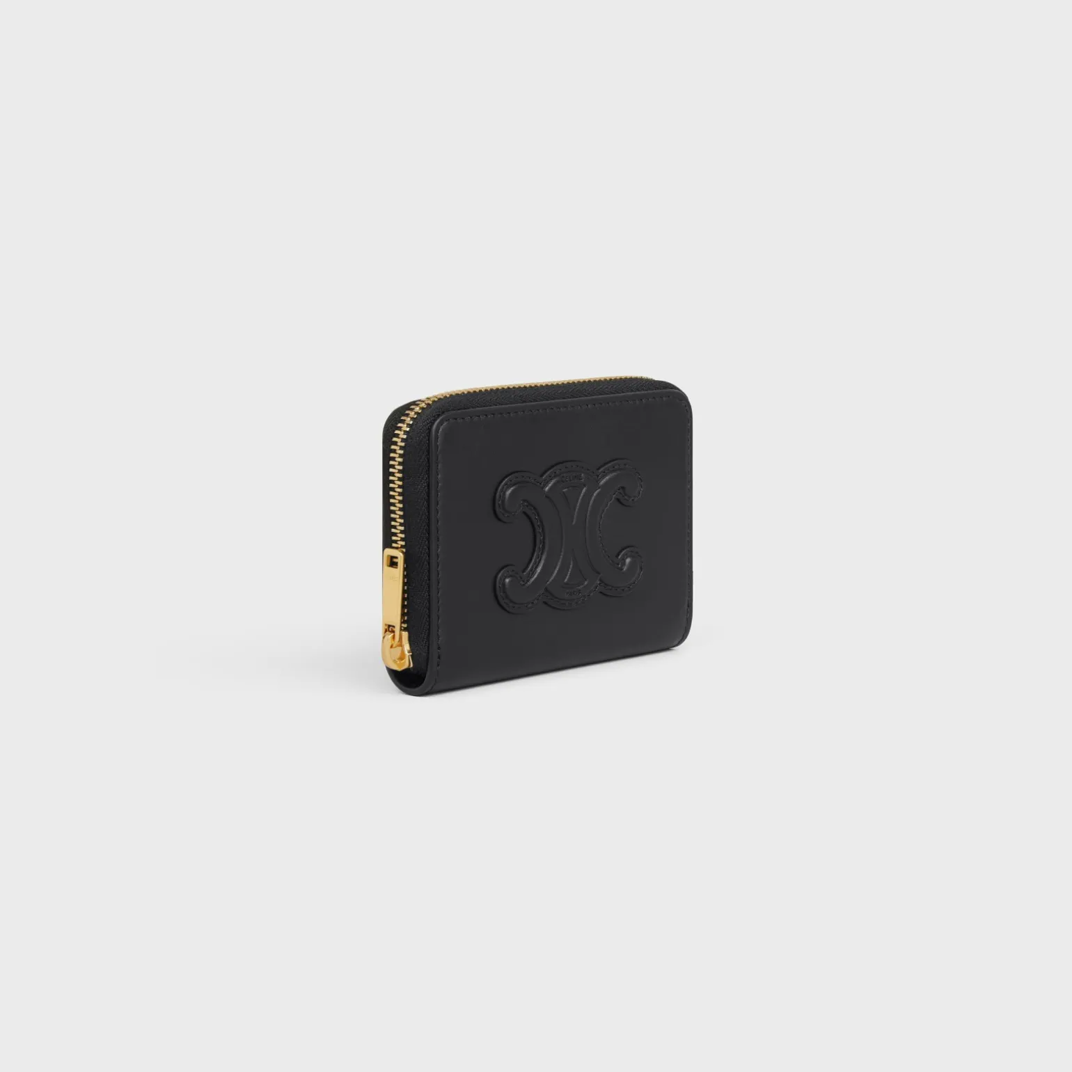 COMPACT ZIPPED WALLET CUIR TRIOMPHE IN SMOOTH CALFSKIN