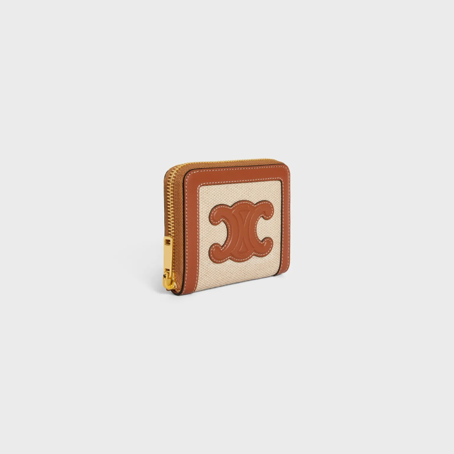 COMPACT ZIPPED WALLET CUIR TRIOMPHE in Textile and calfskin