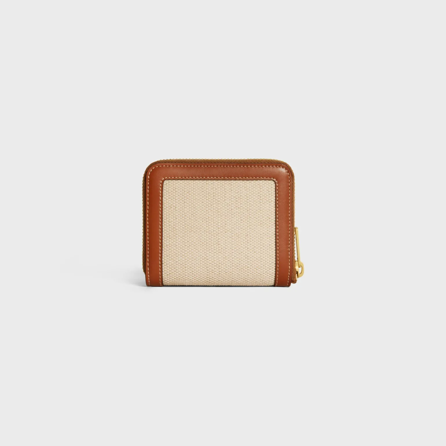 COMPACT ZIPPED WALLET CUIR TRIOMPHE in Textile and calfskin