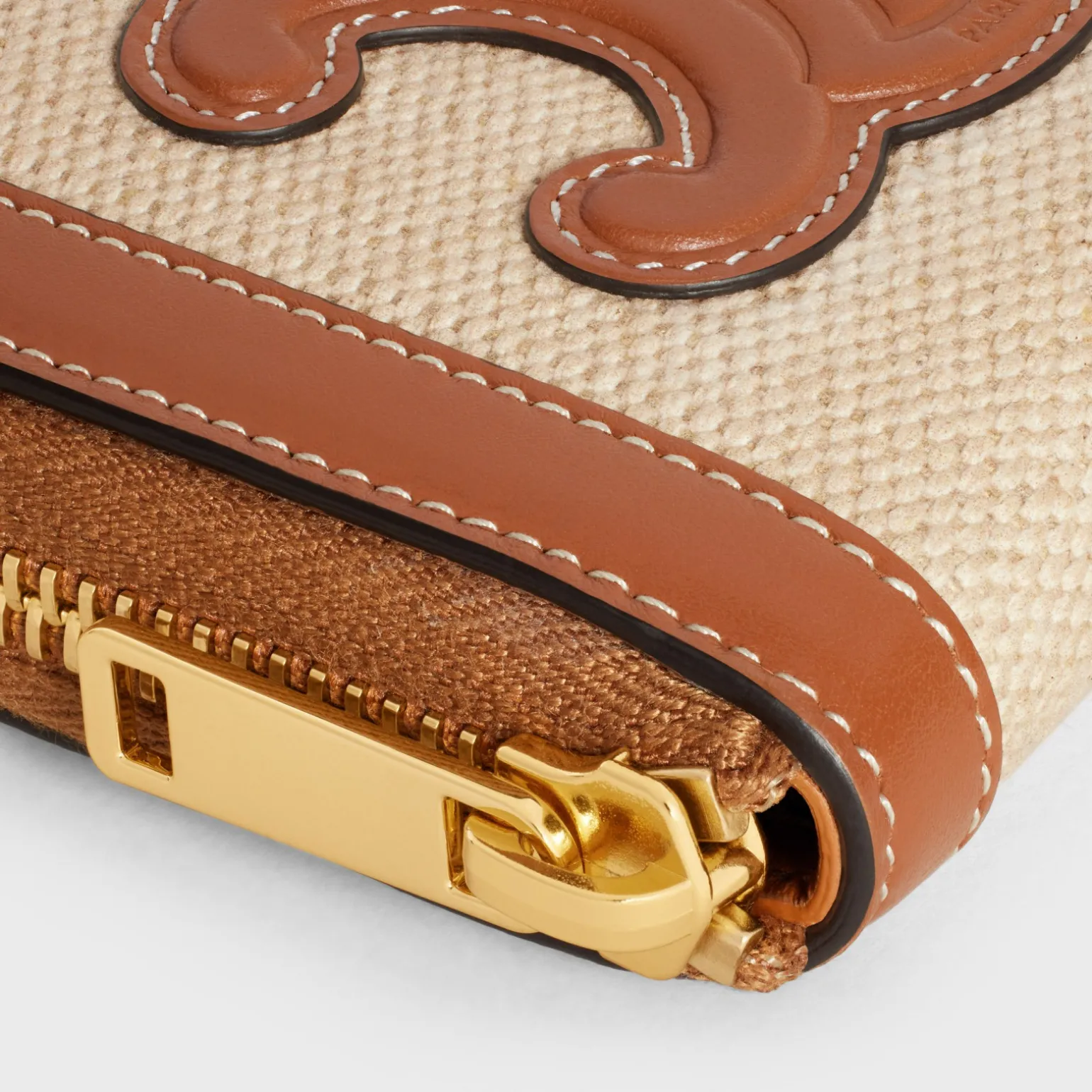 COMPACT ZIPPED WALLET CUIR TRIOMPHE in Textile and calfskin