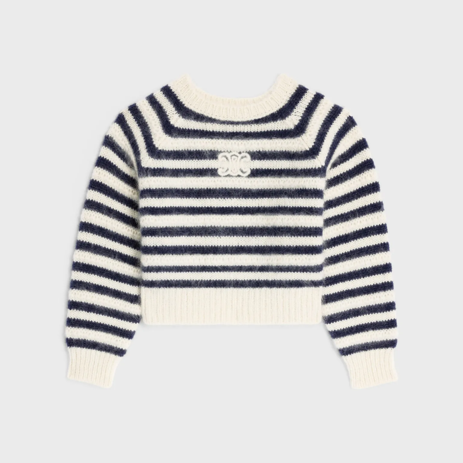 crew neck marinière sweater in mohair and silk