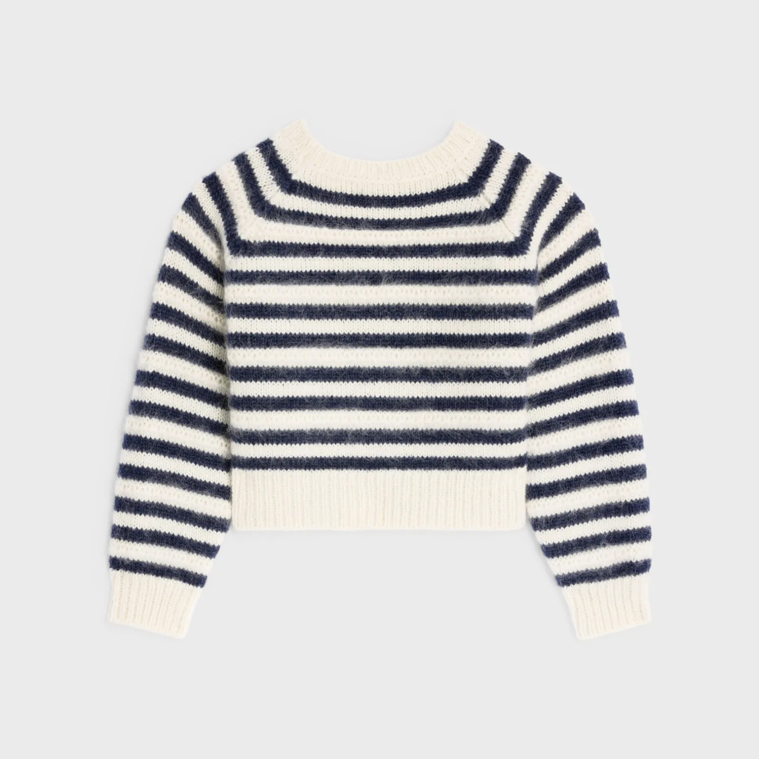 crew neck marinière sweater in mohair and silk