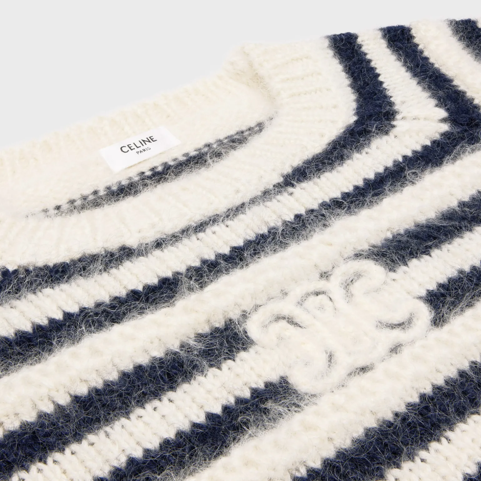 crew neck marinière sweater in mohair and silk