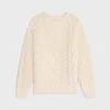 crew neck sweater in aran cashmere and wool