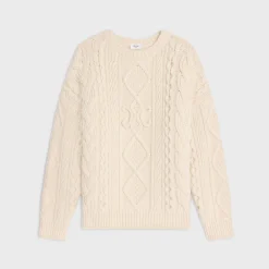 crew neck sweater in aran cashmere and wool