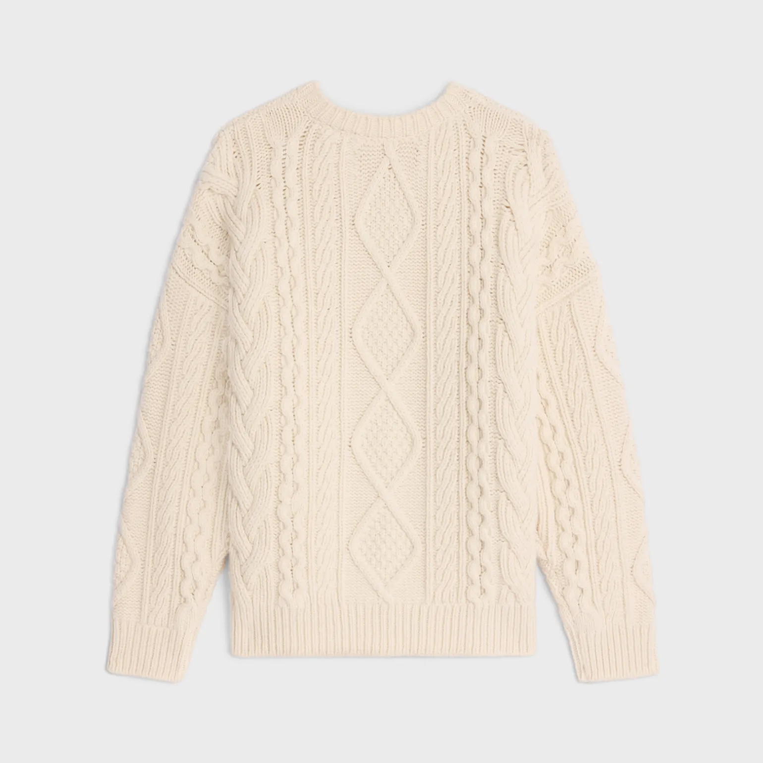 crew neck sweater in aran cashmere and wool